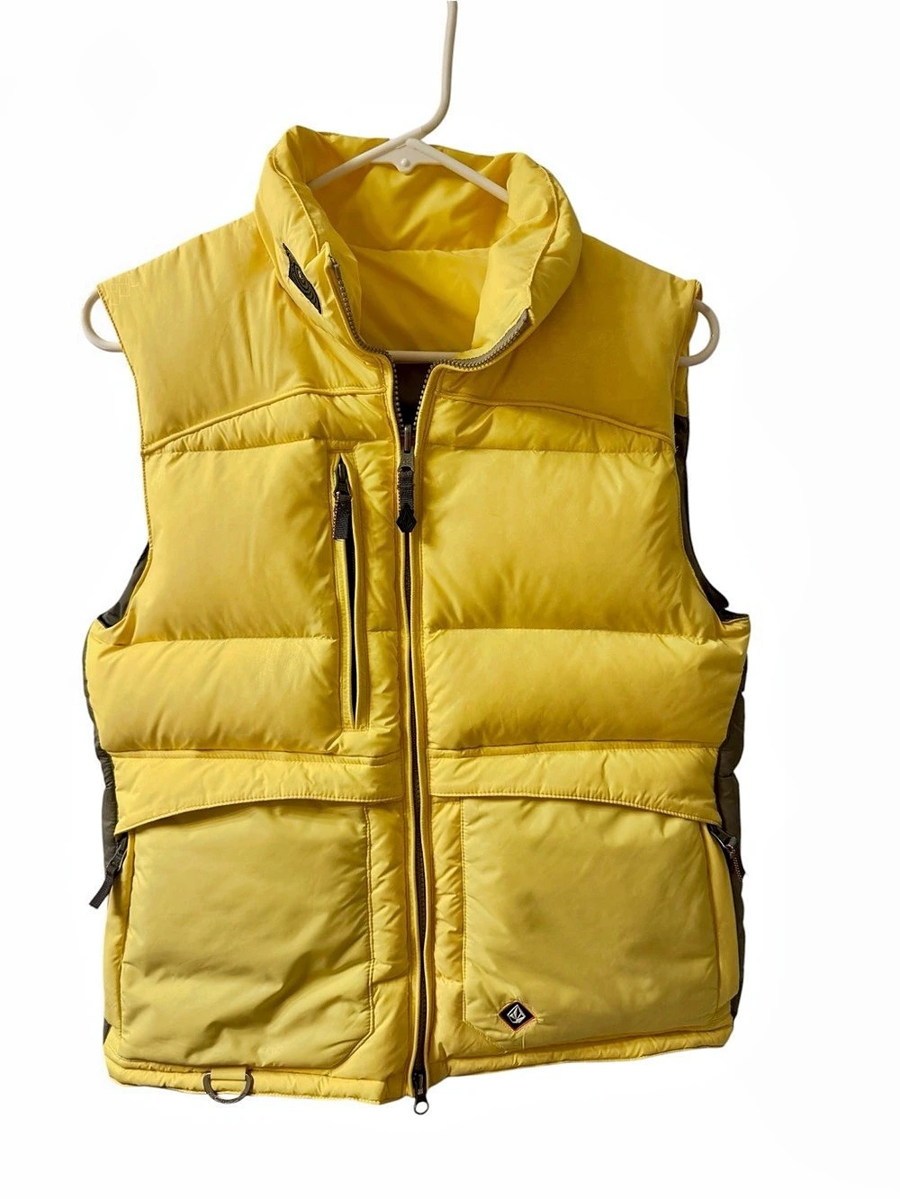Volcom Puff Vest Yellow & Gray Nylon Down Vest Like New